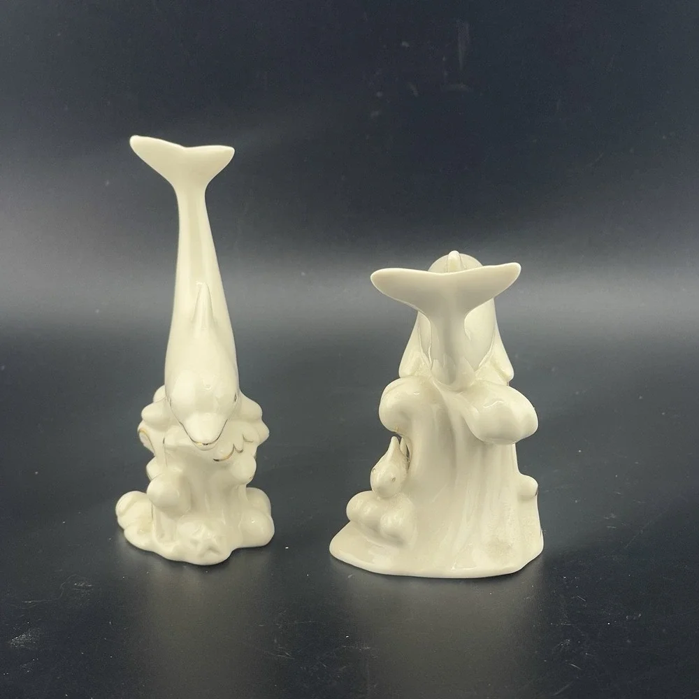 Lenox Dive Dancing Dolphins Ivory Porcelain 24 Karat Gold Figurines Set Lot of 4